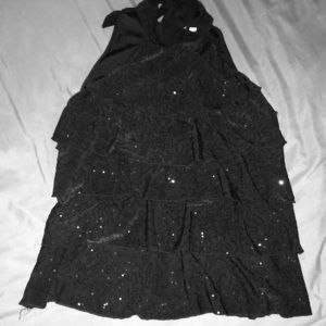 Black sleeveless ruffle sequin top